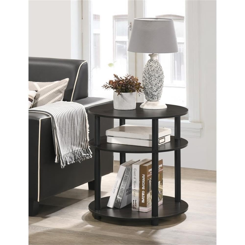 Progressive Furniture Cessna 3 Tier Round Bedside Table, Espresso